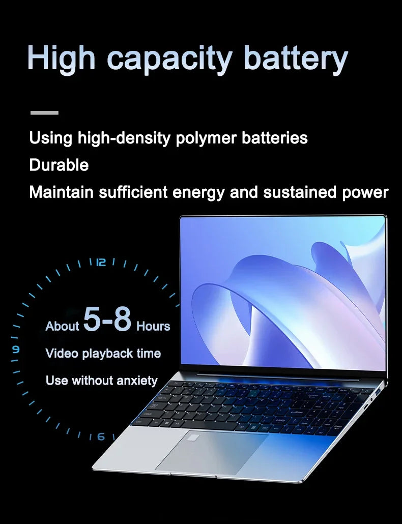 New Ultra Slim 15.6" Laptop N95 32GB RAM 2048GB SSD 7500mAh Battery  Notebook Gamer Office Study Computer PC Windows 11 Pro