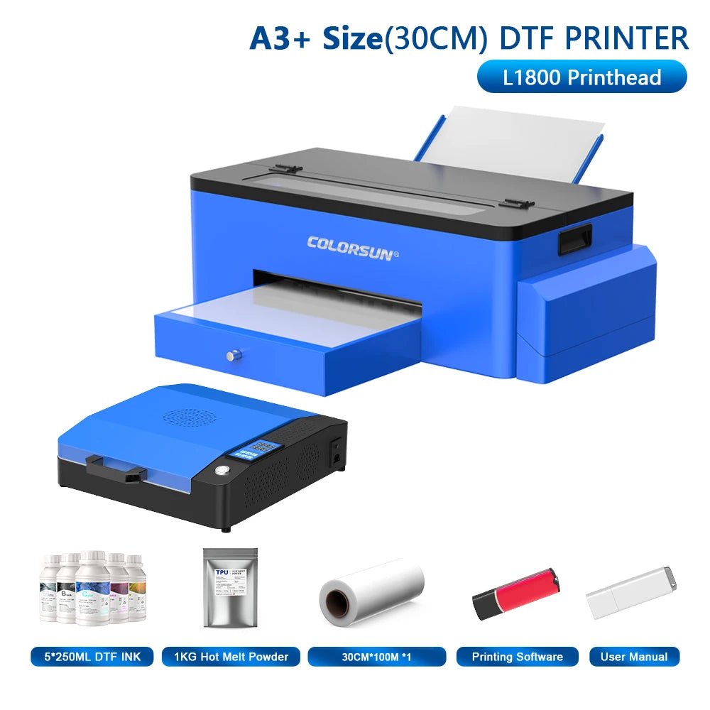 Colorsun A3 DTF Printer For Epson L1800 DTF Printing Machine Direct to Film Impresora A3 DTF Printers For T-Shirt Hoodies Fabric