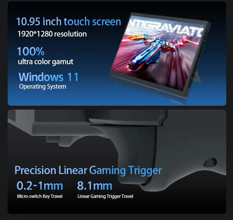 CRELANDER Laptop Intel N95 CPU 4 Cores 4 Threads 10.5 "TDP Touch Screen Detachable Gamepad Portable Handheld Gaming PC Laptops