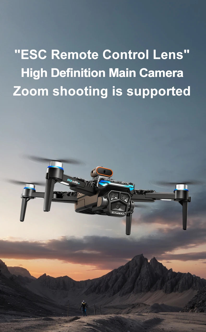 New D13 Drone 4K Professional Three HD Camera with Large Screen 5G WIFI FPV Dron Brushless Optical Flow Hover Folding Quadcopter