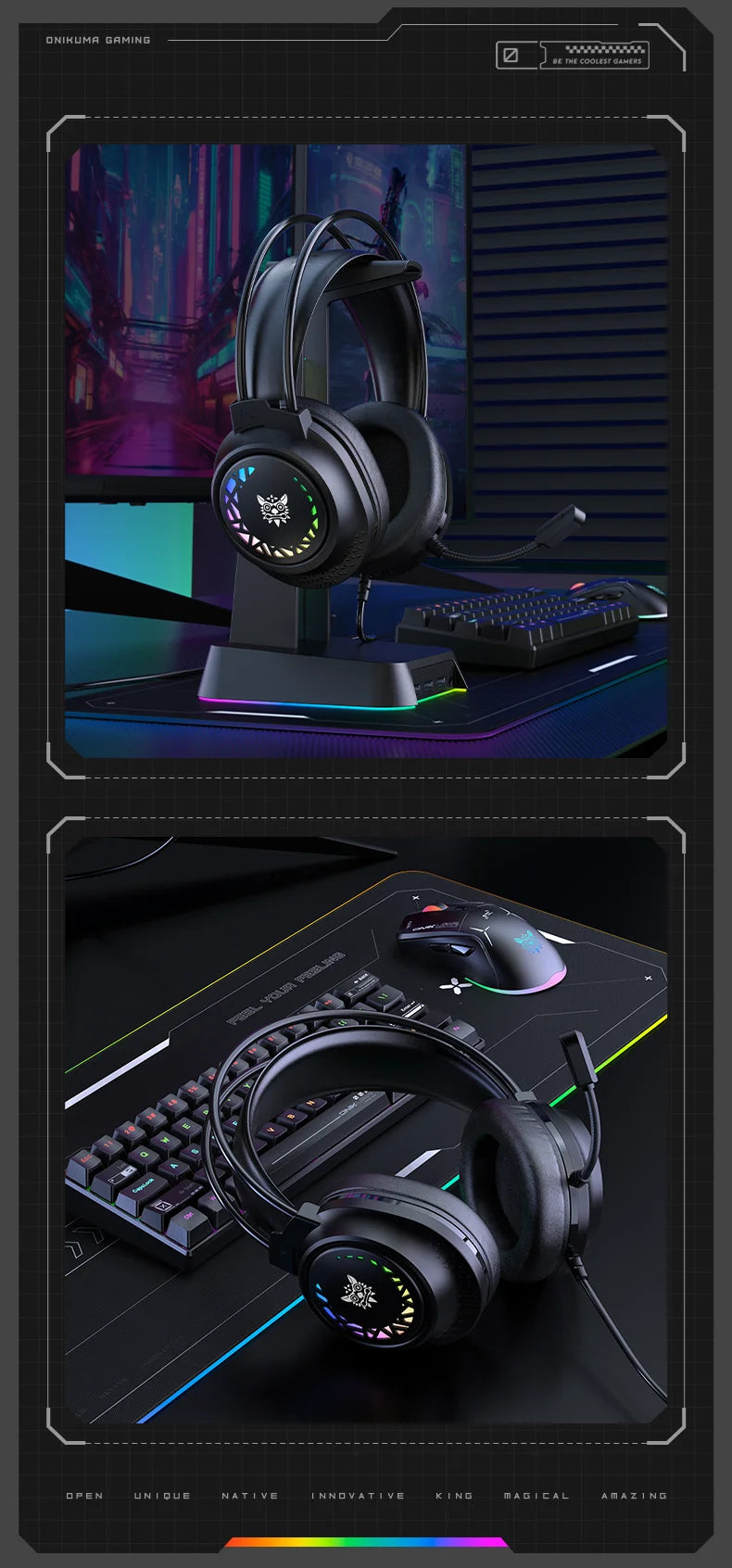 ONIKUMA X92 Gaming Headset Esports Package New FULL RGB Light Design Headphones with Mic Headphone for PC Gamer Game Accessories