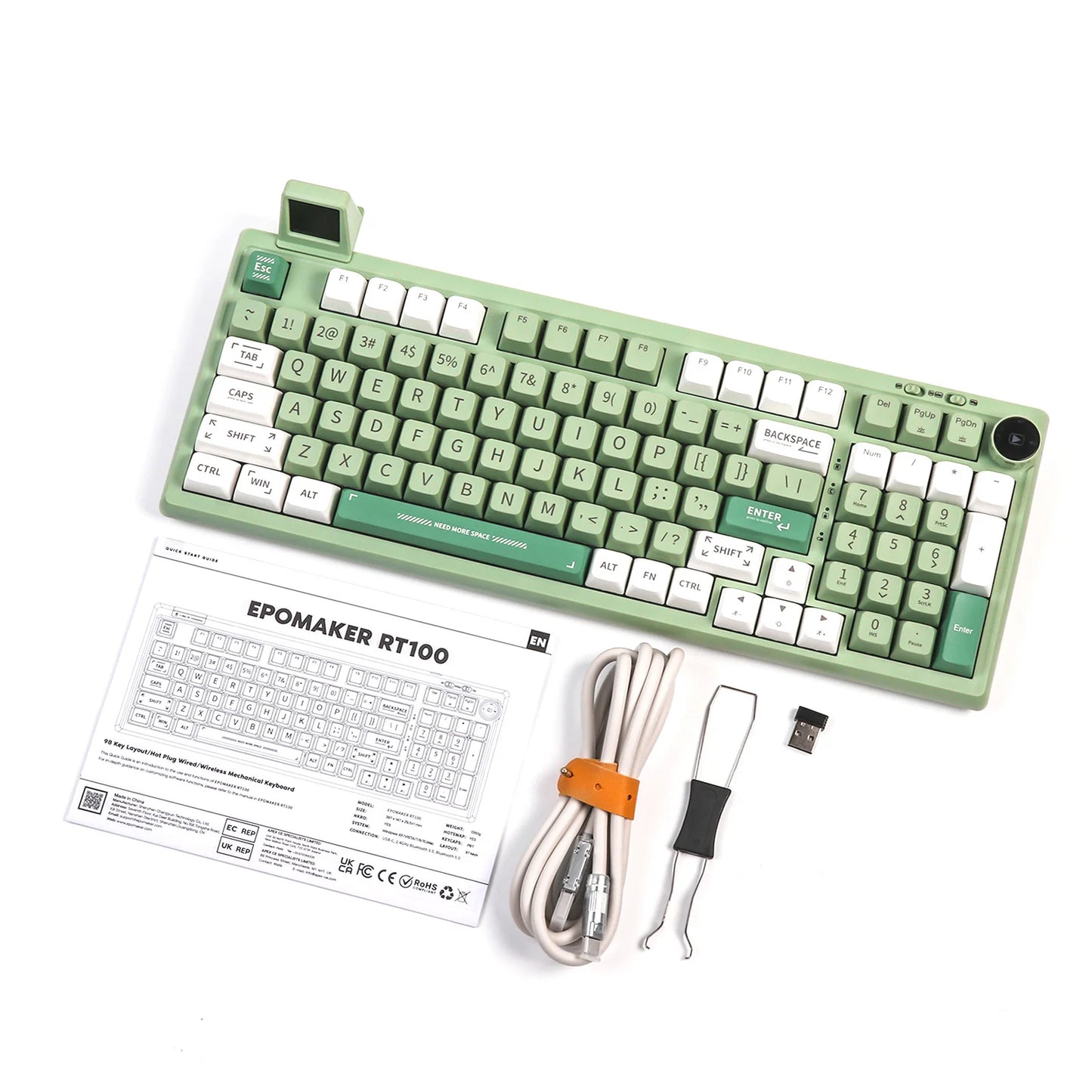 EPOMAKER RT100 97key 95% Bluetooth 5.0/2.4G Wireless/Wired Mechanical Keyboard Customizable Mini Display Gasket-mounted