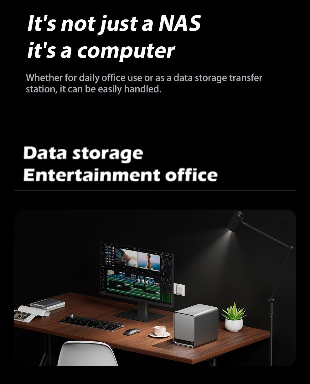 SZBOX WTR Pro NAS Mini PC with 4 Bay Twin Lake N150 DDR4 3200MHz Support 2.5/3.5" HDD*4 M.2 2280 NVMe Desktop NAS DIY Computer