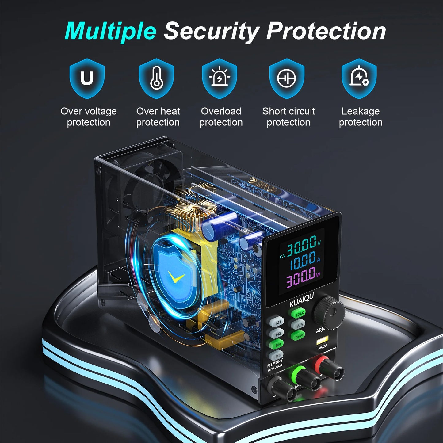 30V10A Programmable DC Power Supply Adjustable Bench Power Supply,M1-M4 Storage, Fast Output, Preset Voltage Current,60V 120V