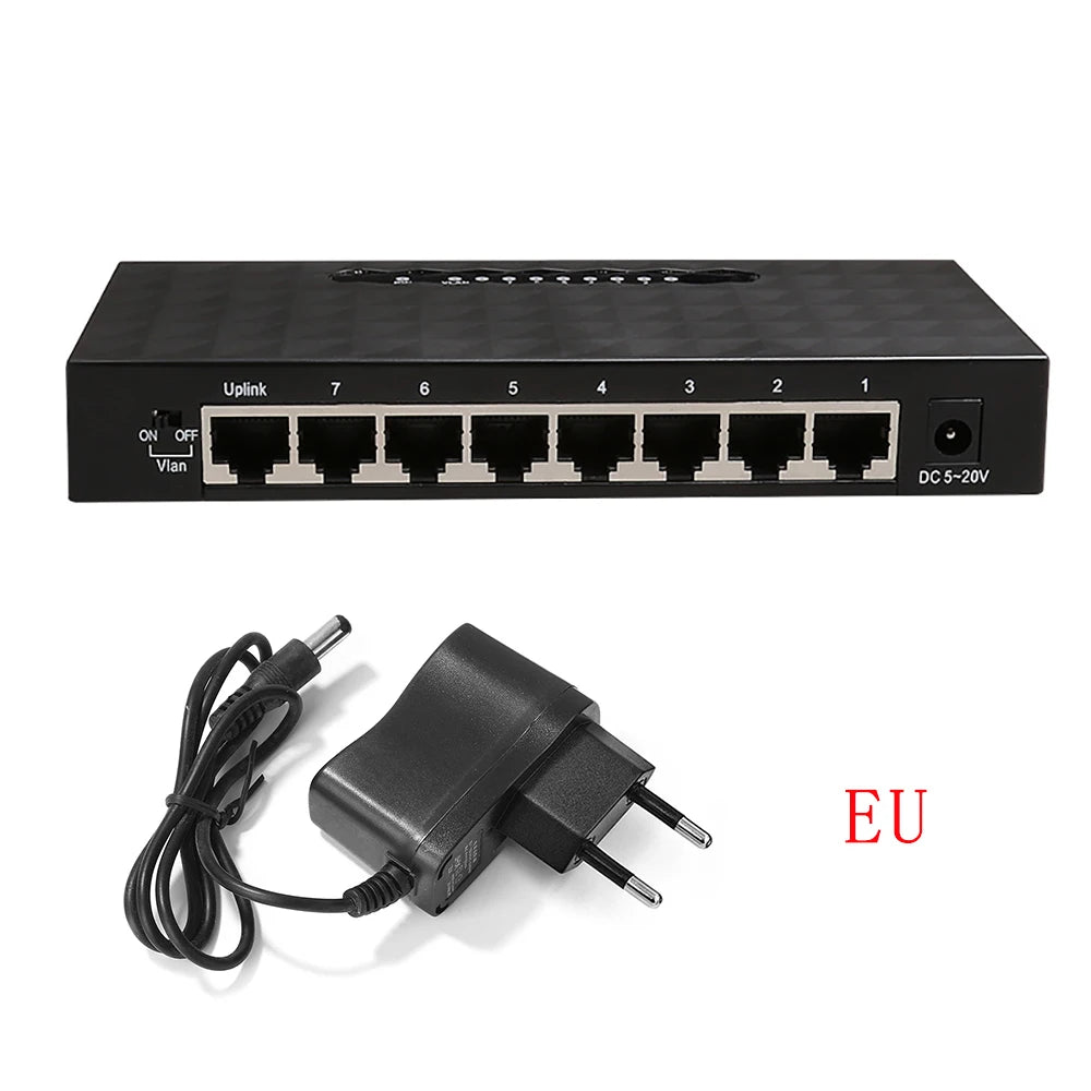 10/100/1000Mbps Gigabit Network Switch 8 Ports Ethernet Smart Switcher High Performance RJ45 Internet Splitter for WiFi Router