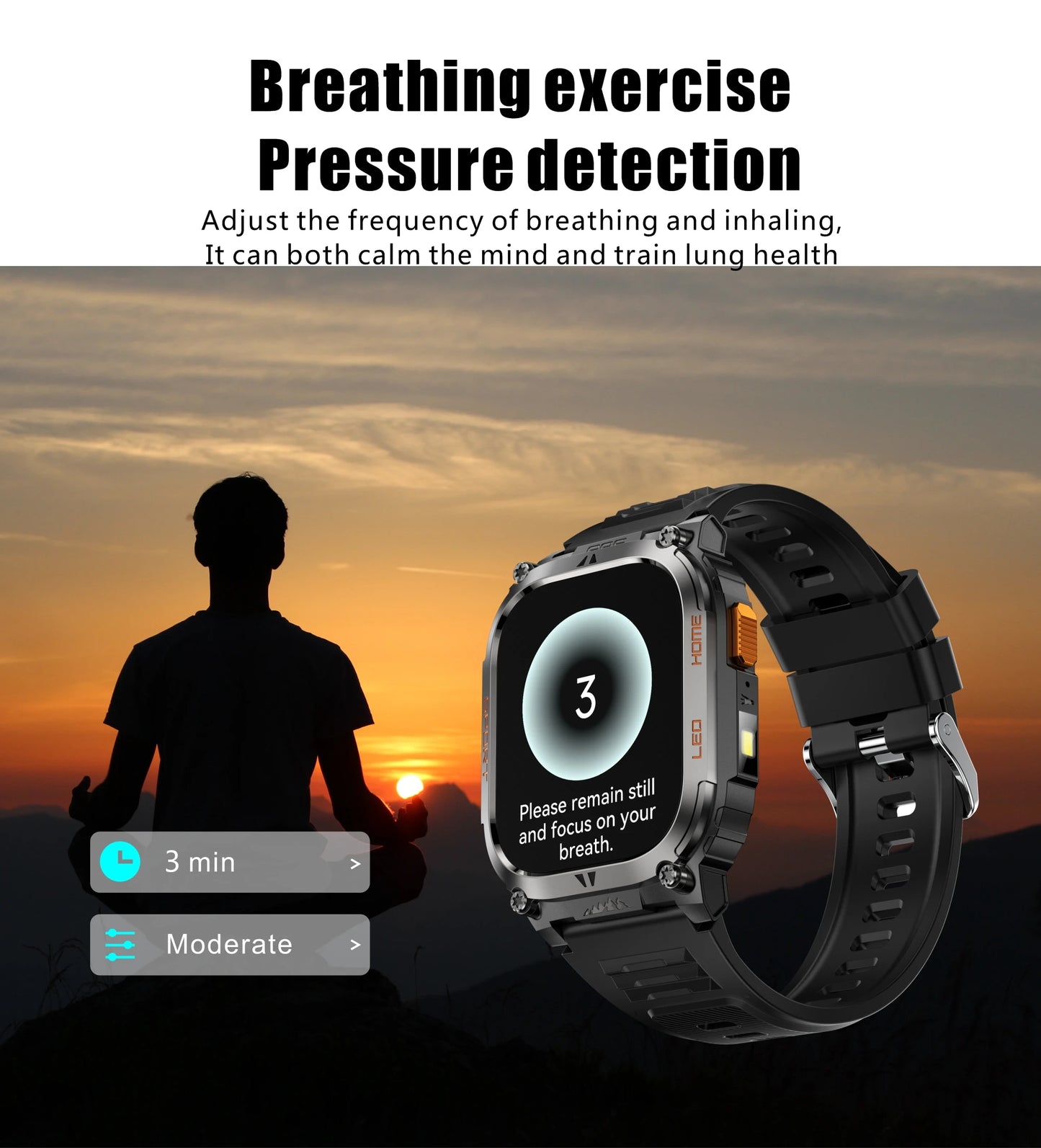 New GPS Tracking Smart Watch LED Flashlight 2.01inch HD Screen Compass BT Call Waterproof Sport Smartwatch For Android iOS