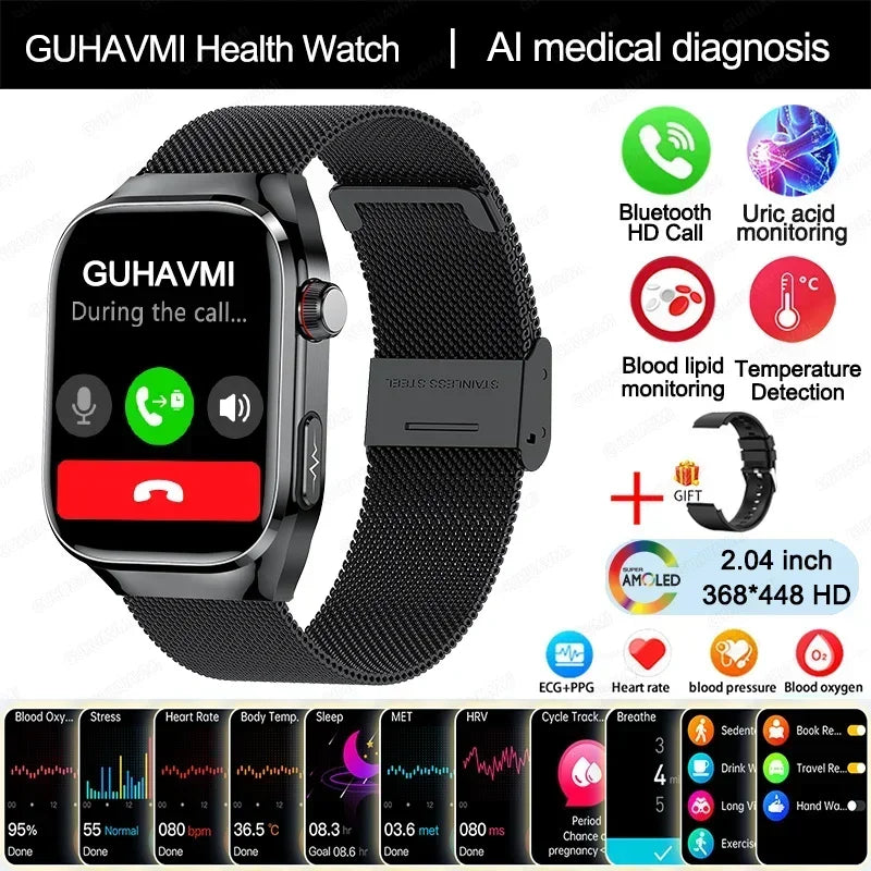 Xiaomi Blood Pressure Uric Acid Body Fat Smartwatch Micro Physical Examination Organ Health Watches Bluetooth Call Smart Watch