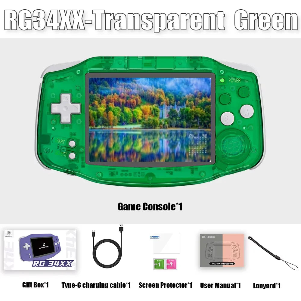 ANBERNIC RG34XX Handheld Game Console 3.4inch IPS Screen Linux 64-bit System RG 34XX 32G Retro Video Game Players WiFi PSP Gift