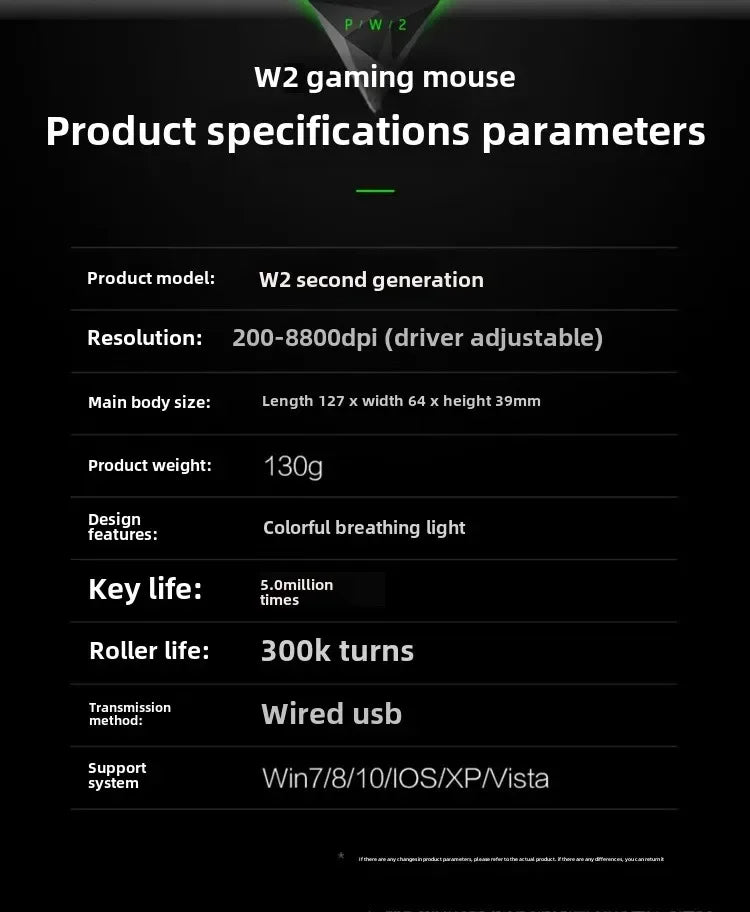 W2 USB Wired Gaming Mouse with Glowing Gamer Mechanical Metal Style Mice Suitable for PC Desktop Laptops Tablet Game Office