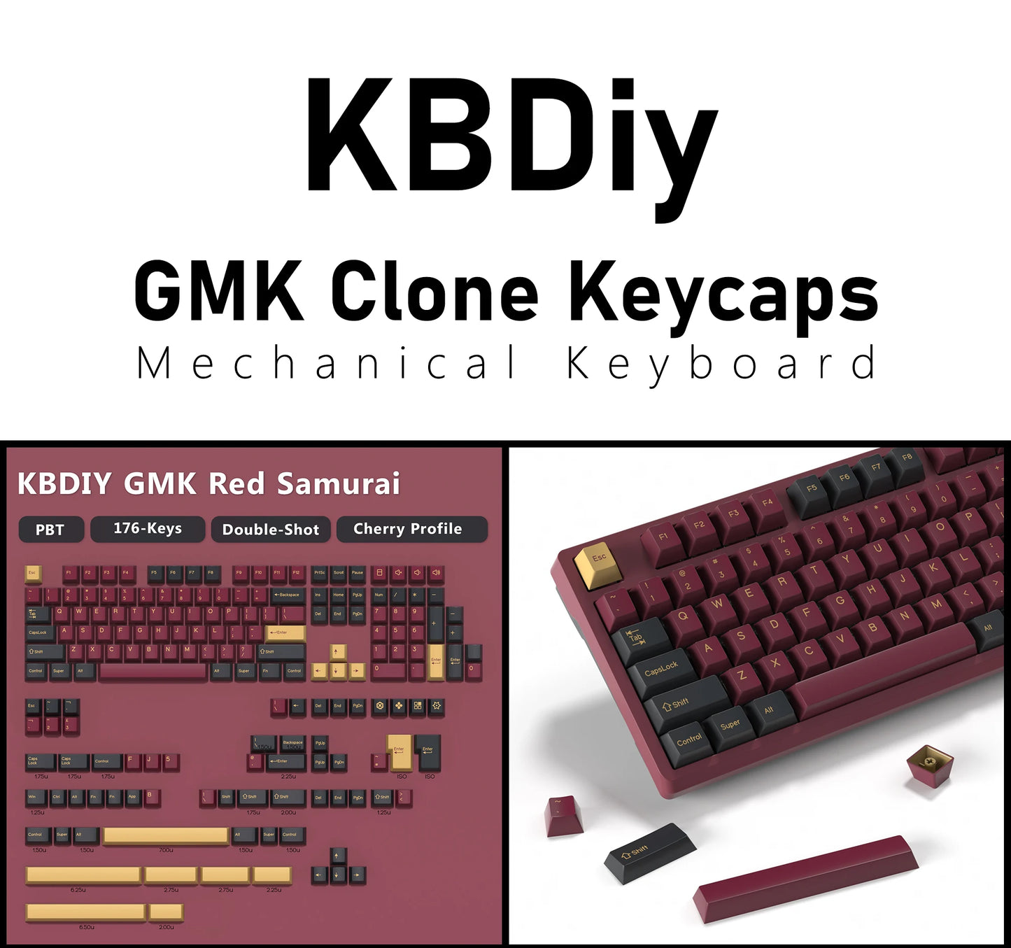 KBDiy GMK Jamon Keycap Cherry Profile Double Shot PBT ISO Keycaps For Gamer Mechanical Keyboard Kit Gaming Point Retro Key cap