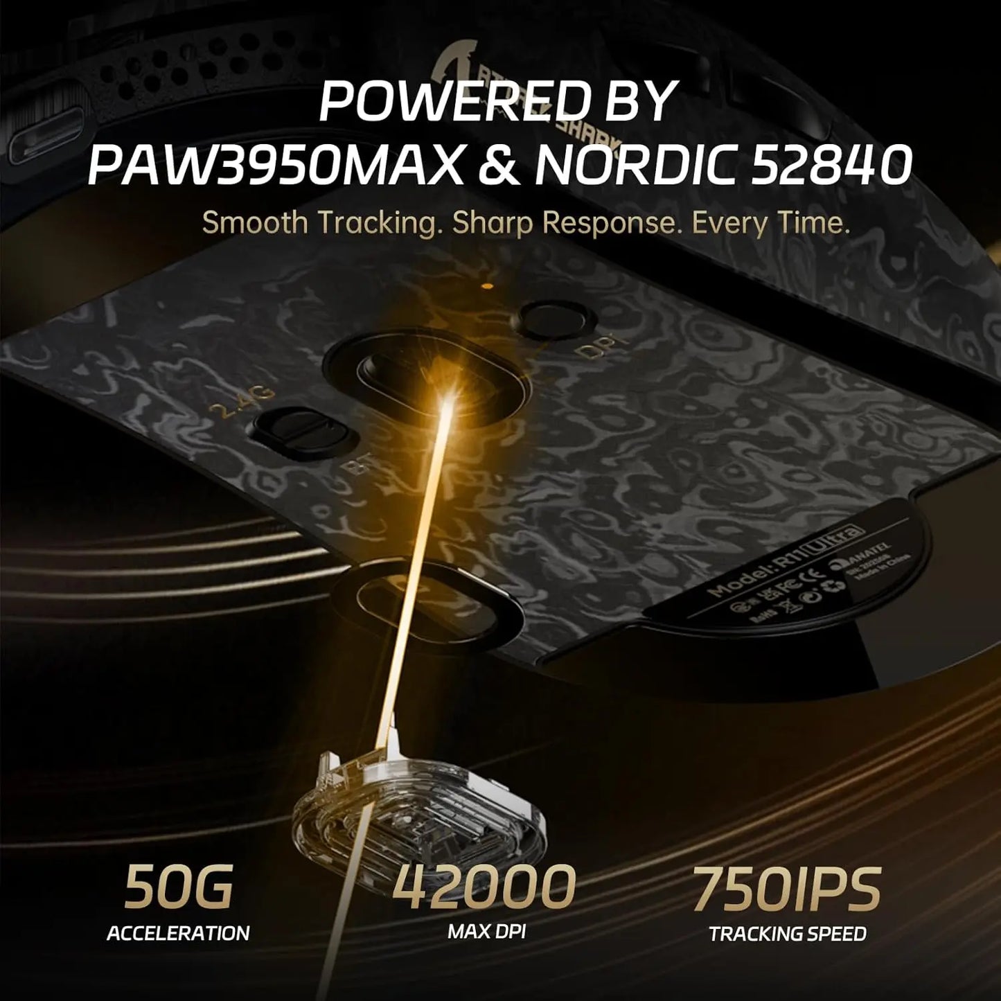 ATTACK SHARK R11 Ultra 8K Carbon Fiber Wireless Gaming Mouse with 42000 DPI-PAW3950 MAX Sensor-49g Lightweight,Nordic 52840 MCU