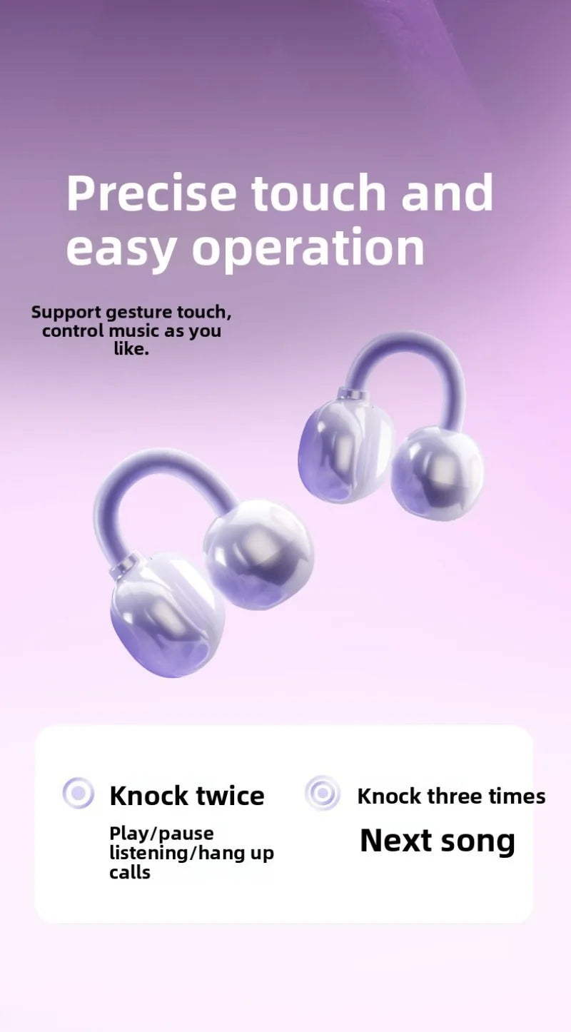 Open Ear Wireless Earphones 144 language Real Time Translator Ear Clip Earbuds Bluetooth Clip On OWS Sports Headphones HD Call