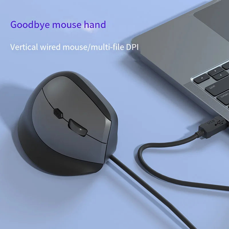 Wired Right Hand Vertical RGB Mouse Ergonomic Gaming Mouse 1600DPI USB Optical Wrist Healthy Mause for PC Computer