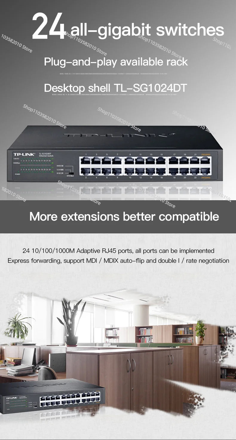 TP-LINK TL-SG1024DT T Series 24-port full Gigabit Non-network Management Switch With Ear Hooks
