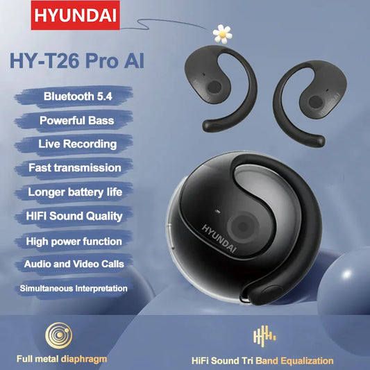 HYUNDAI HY-T26 PRO Wireless  BT Translator Earbuds 98% Accuracy AI Real Time Translation Earphones for Travel Business Learning