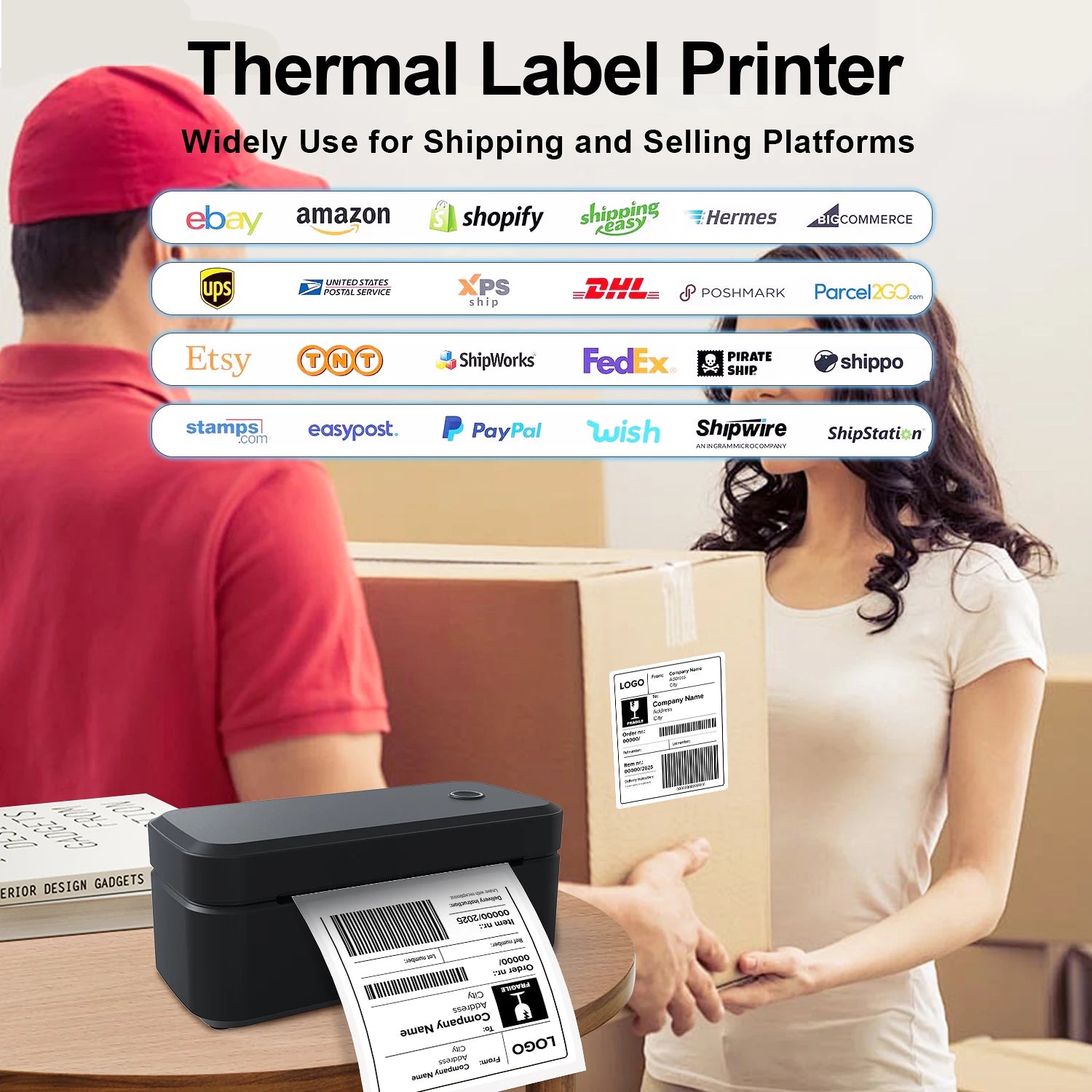 Marklife X4 Bluetooth Thermal Label Printer Wireless Small Shipping Label Printer 4X6 Compatible with iPhone Android Mac Window