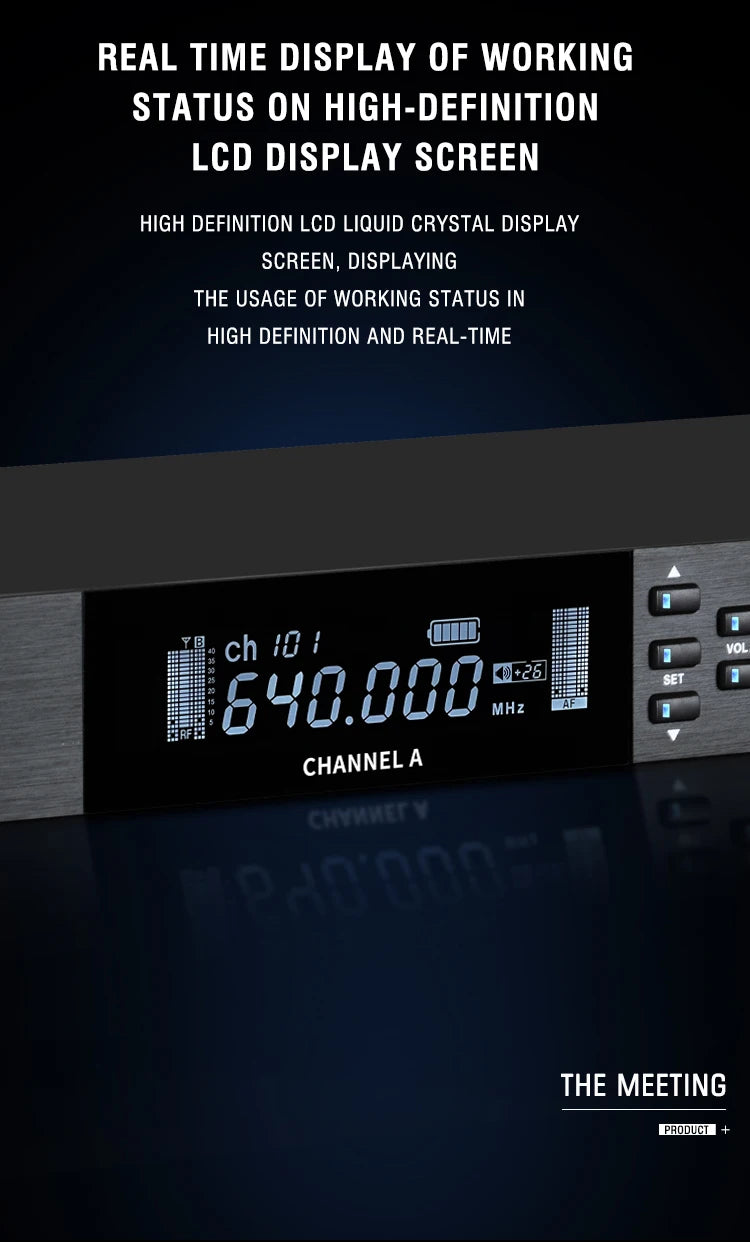 UHF Professional Wireless Microphone 2-channel Metal Handheld  Karaoke Singing Stage Wedding Performance Conference Microphone