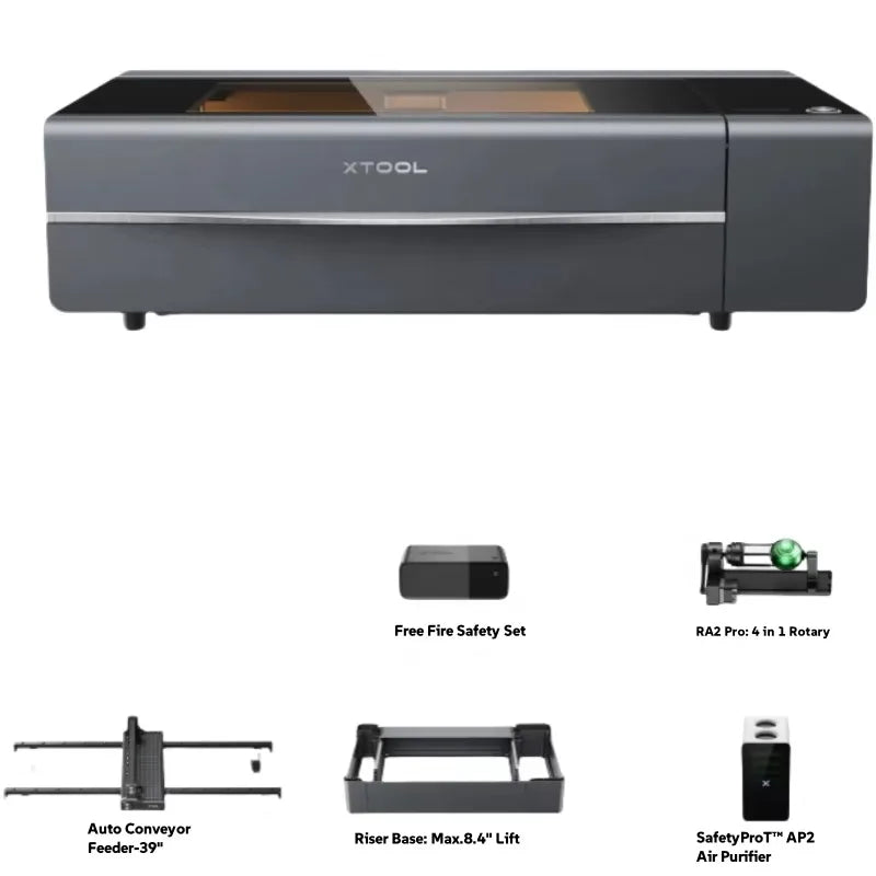 Xtool P2S 55W CO2 Laser Cutter All-In-1 Desktop Engraver Machine for Metal Leather Glass Acrylic Paper-New Condition