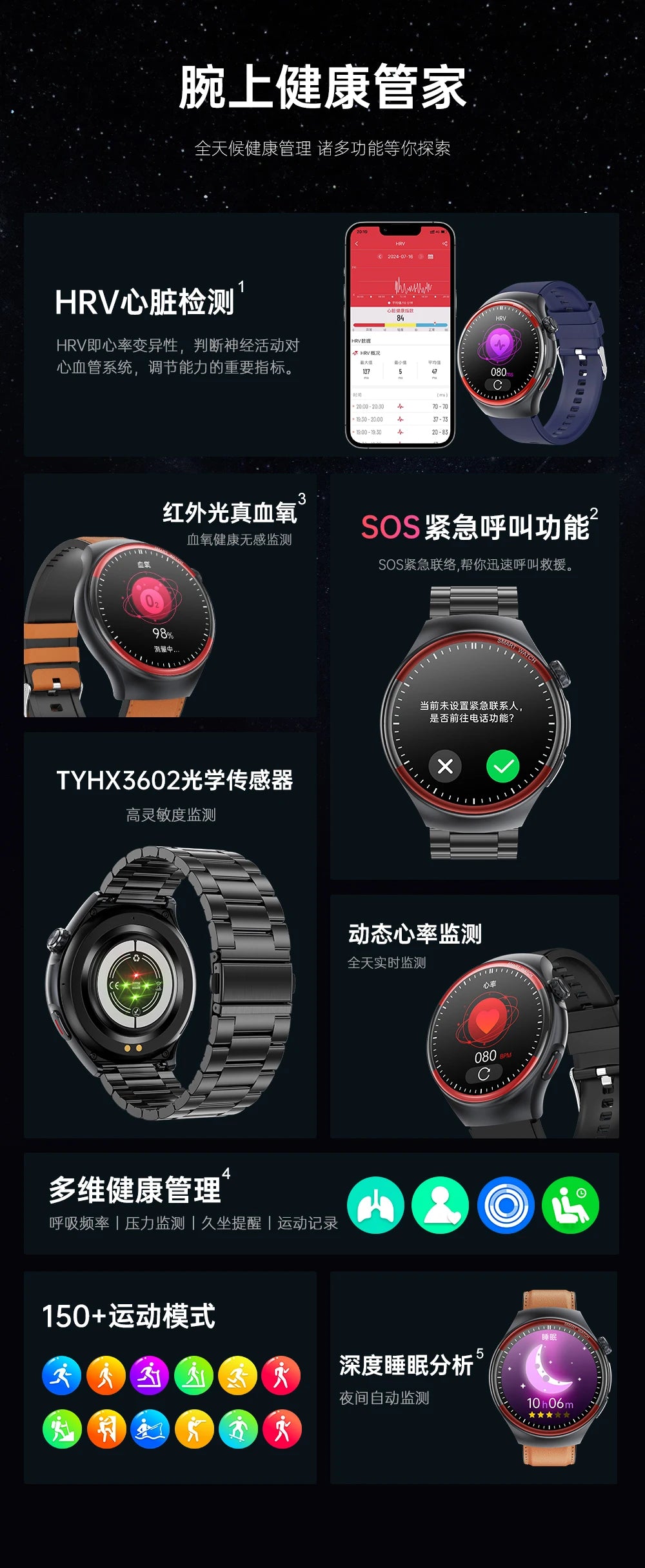 Medical Grade Non invasive Blood Glucose HRV Detection Smart Watch NFC HD Bluetooth call Smart watch Man Woman