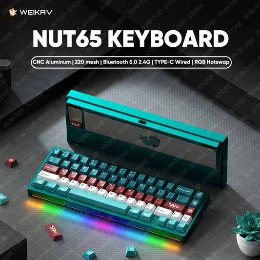 Lucky65 V2 NUT65 Sugar65 Weikav Lucky 65keys Mechanical Keyboard Aluminum 3-Mode Rgb Hot Swappable Custom Wired Gaming Keyboard