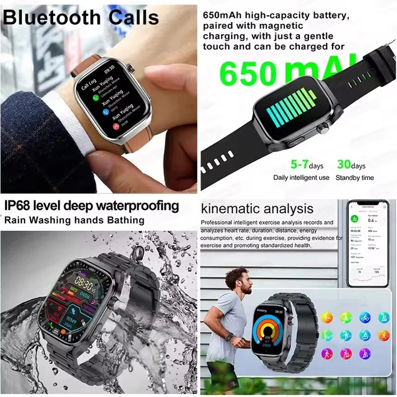 Xiaomi 2025 New Three highs Blood Pressure Smartwatch ECG Uric Acid Heart Rate Clock Body Analysis Health Monitoring Watches