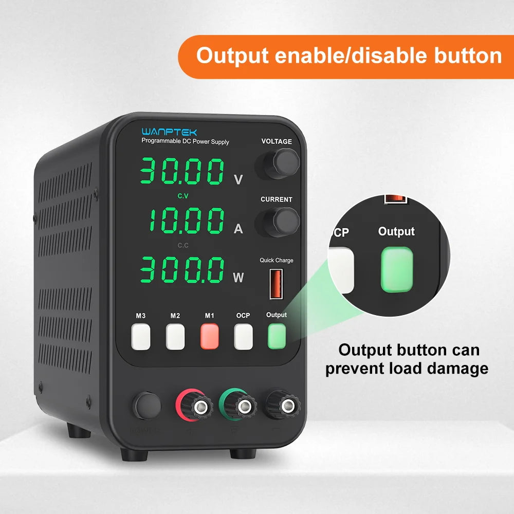 Wanptek DC Lab Power Supply 30V 60V 120V Adjustable Voltage Regulator Preset Voltage Current Dual Input Voltage 220V/110V
