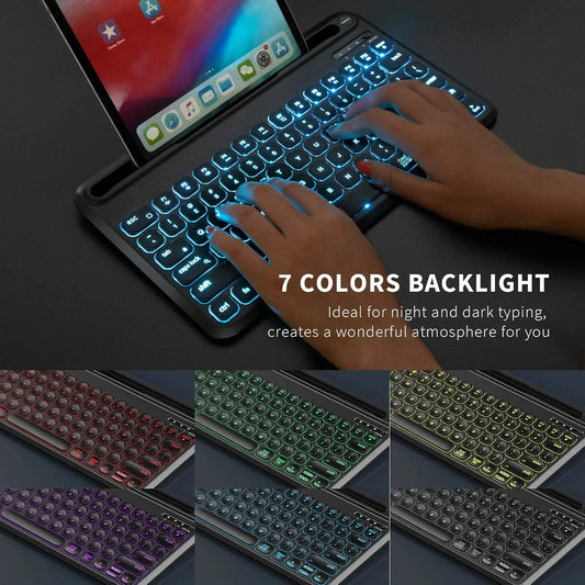 RGB Blacklit Bluetooth Wireless Keyboard and Mouse Combo for Mac OS iPad iPad Air iPad Pro Tablet Android Mobile Phone Laptop PC