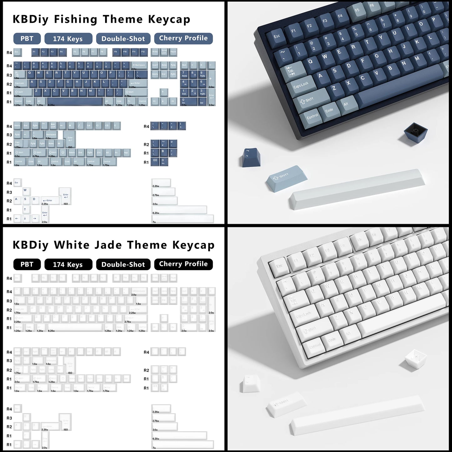 KBDiy GMK Jamon Keycap Cherry Profile Double Shot PBT ISO Keycaps For Gamer Mechanical Keyboard Kit Gaming Point Retro Key cap