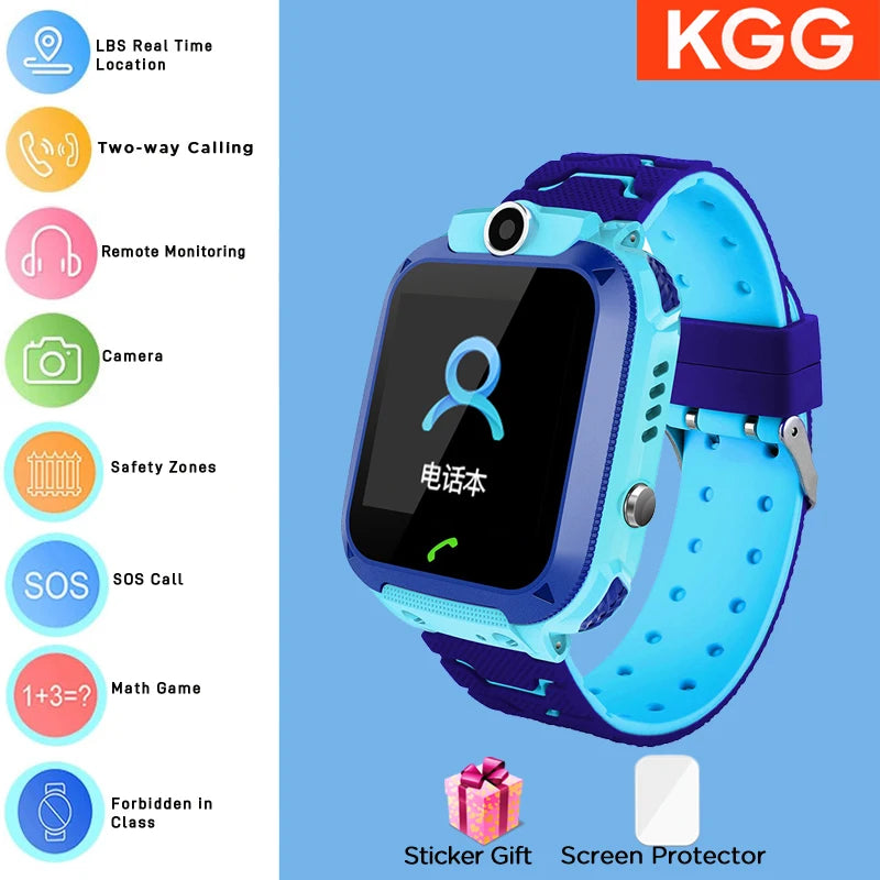 ﻿ 4G Sim Card 2G Internet Kids Smart Watch SOS Call LBS Location Child SmartWatch Camera Waterproof Phone Watch with Sticker