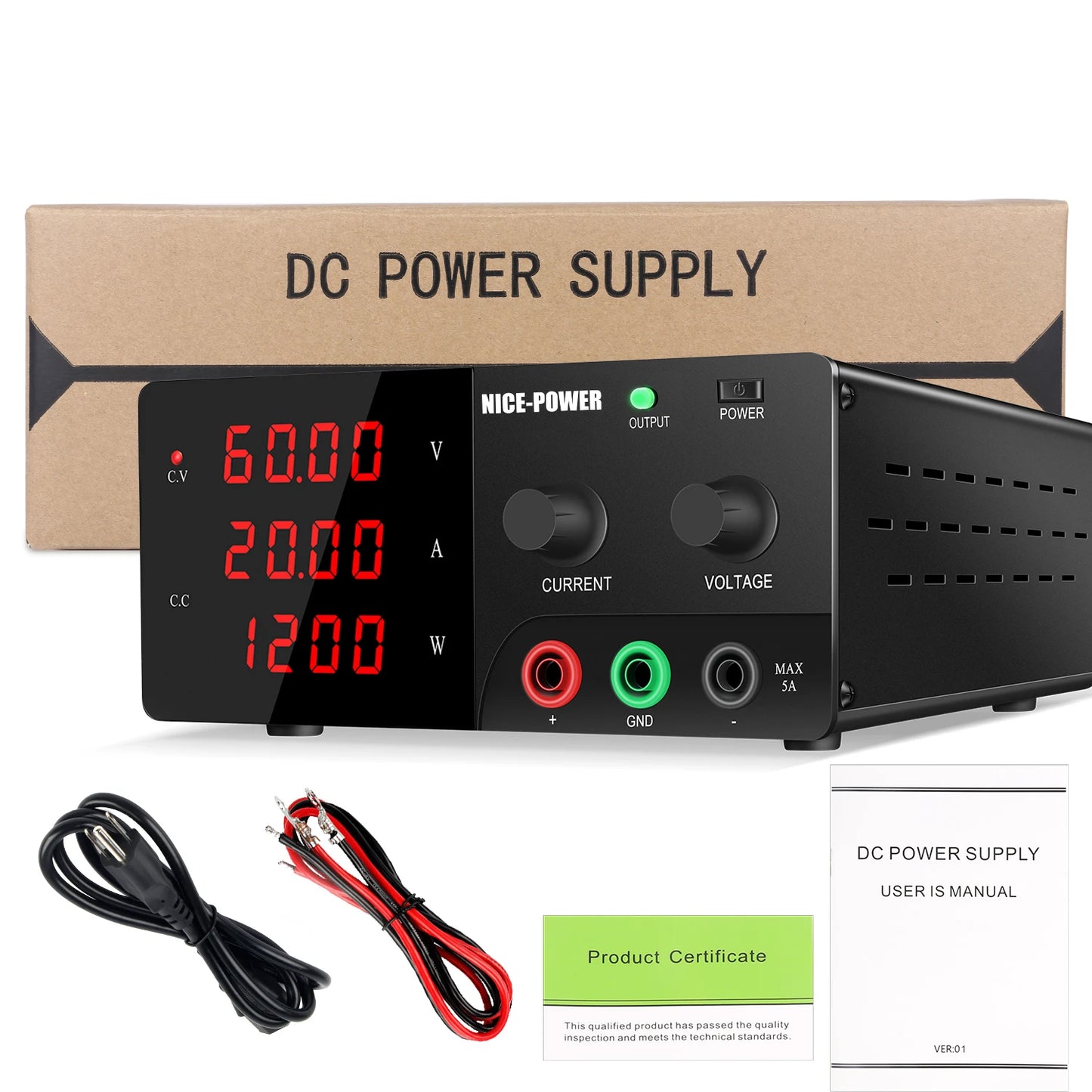 NICE-POWER 1200W 3000W DC Adjustable Power Supply Lab Bench Source 30V 60V 100V 200V 300V10A 30A 60A 80A 100A Voltage Regulator