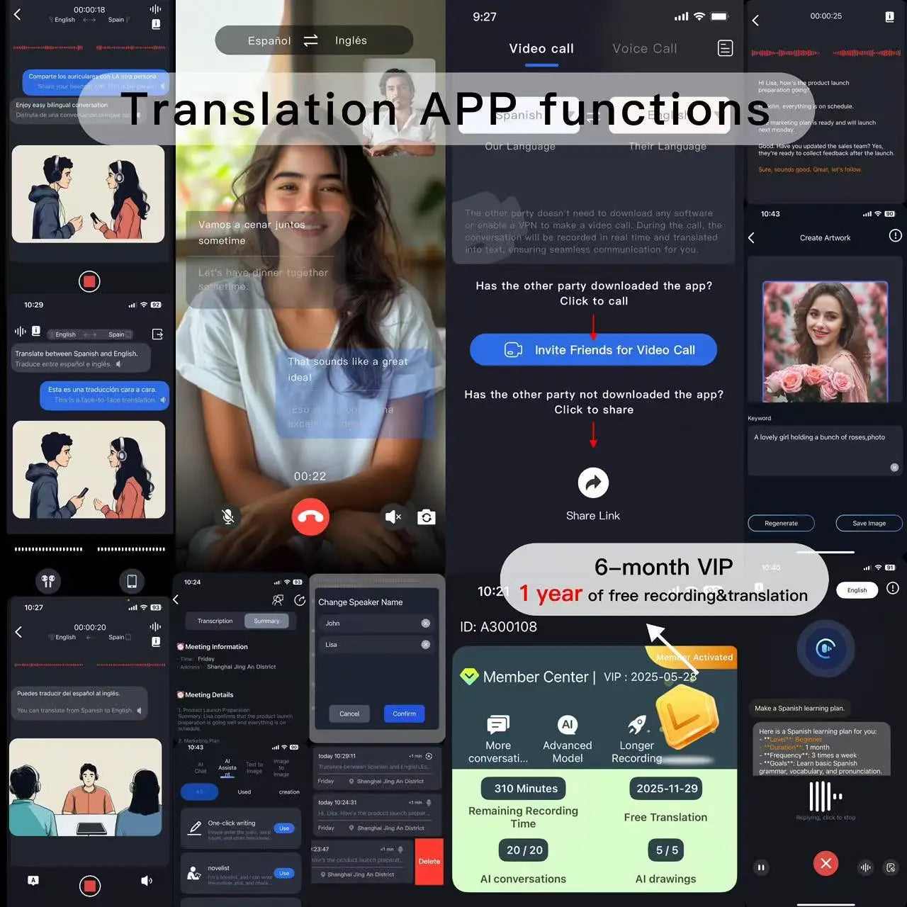 Lenovo LP40 Pro Translation Earburds TWS Bluetooth Real Time Translation Long Endurance AI Earphones Travel Translator Headset