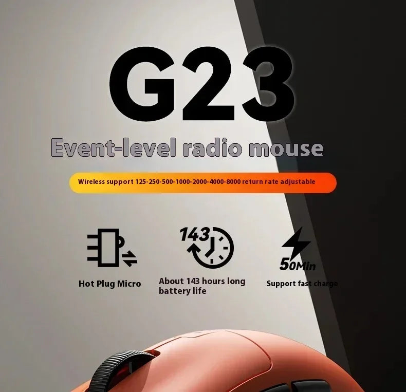 Incott G23 Mouse G23 Pro Gaming Mouse 2Mode Wireless 2.4g Mouse Paw3390 Light Weight 32000dpi 140h Playtime Custom Gamer Gifts