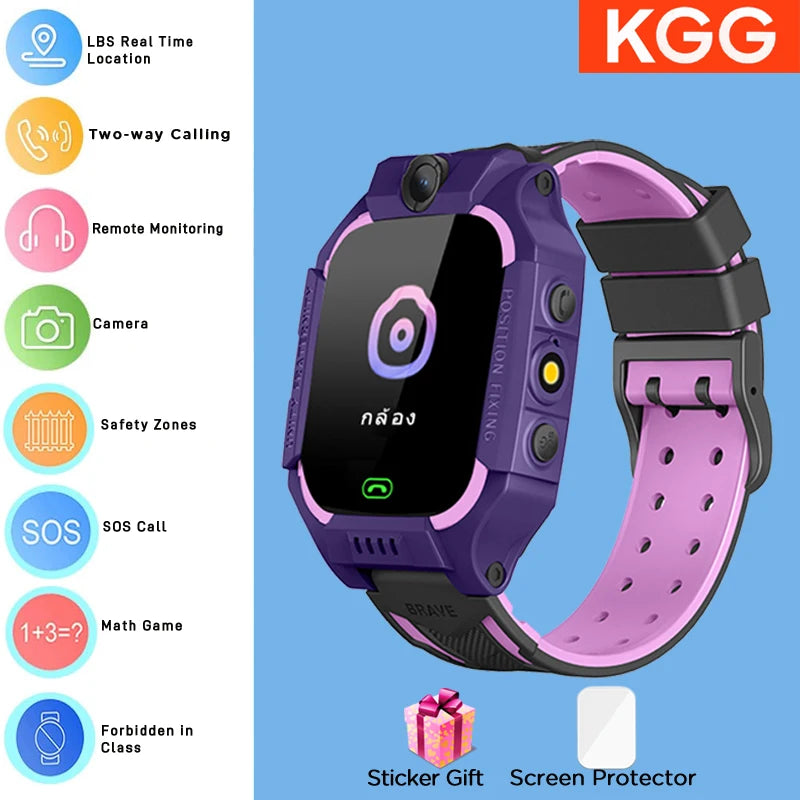 ﻿ 4G Sim Card 2G Internet Kids Smart Watch SOS Call LBS Location Child SmartWatch Camera Waterproof Phone Watch with Sticker