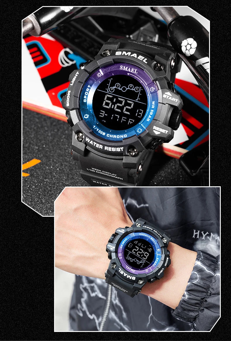 SMAEL Digital Watches Sports for Men 50m Waterproof LED Watches 8082 Men;s Wristwatches Digital  Clock Mens Sport Watches
