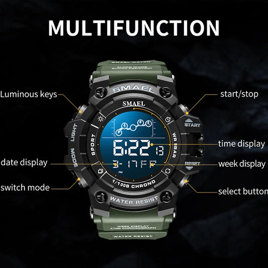 SMAEL Digital Watches Sports for Men 50m Waterproof LED Watches 8082 Men;s Wristwatches Digital  Clock Mens Sport Watches