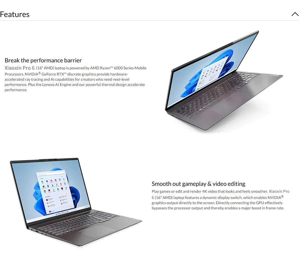 Lenovo Xiaoxin Pro16 2021 Laptop AMD Ryzen 7 5800H/R7-6800H/i5-12500H 16Inch 2.5K 120Hz 16GB RAM 512GB SSD Notebook