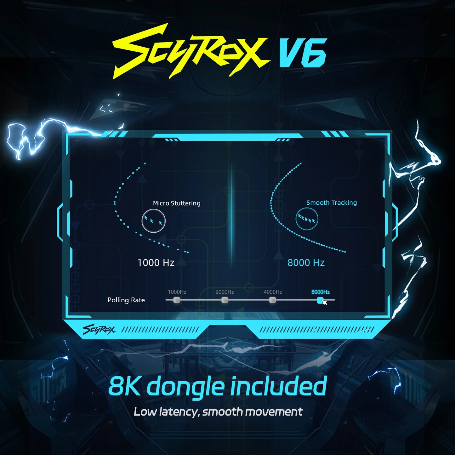 SCYROX V6 Gaming Mouse, Pixart 3950, Omoron Switches, Web Based Software, 8K Dongle Included