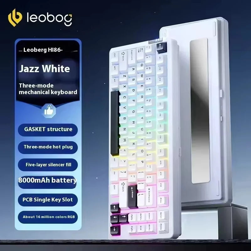 LEOBOG Hi86 Mechanical Keyboard Three-mode Aluminum Alloy Hot-Swap RGB Light Gasket Game Keyboard Customized Esports Accessories