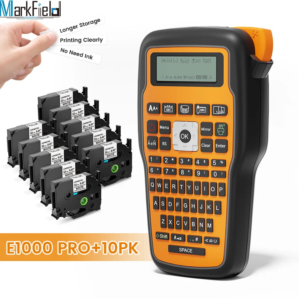 E1000 PRO Portable Label Printer 203dpi Compatible for Brother TZe231 HSE231 FX231 6-12mm Label Maker Machine Industrial Labeler