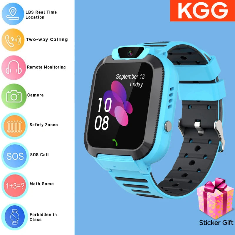 ﻿ 4G Sim Card 2G Internet Kids Smart Watch SOS Call LBS Location Child SmartWatch Camera Waterproof Phone Watch with Sticker