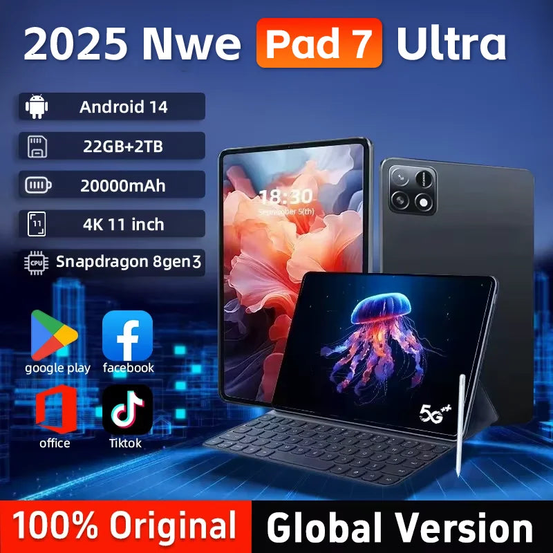Latest Global First Tablet mi Pad Android 14 Snapdragon 8Gen3 11 inch Soft Light Screen 2025 Pad 7 Pro Ultra WiFi GPS WPS 5G PC