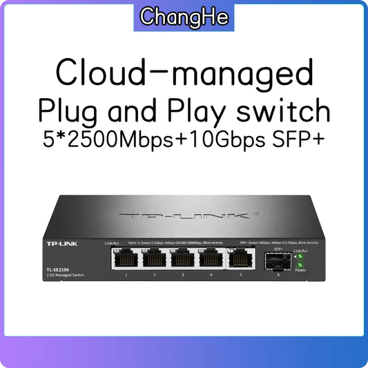 TL-LINK  TL-SE2106 5 Ports 2.5G and 1 Ports 10Gbps(SFP+) Cloud Management Ethernet Switch SH1005 upgrade
