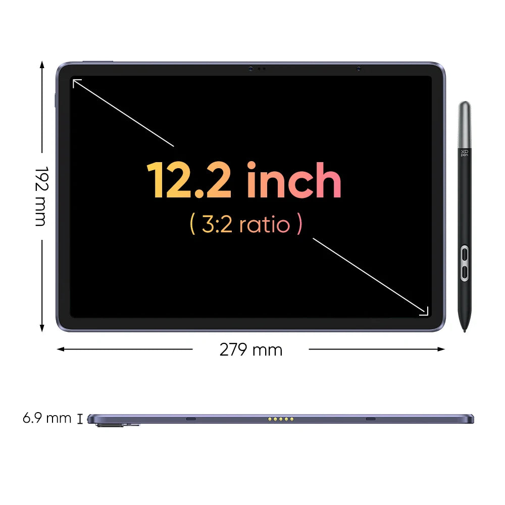 XPPen Magic Drawing Pad 12 inch Tablet Android Pad 2K Resolution 16K Levels 8GB 256GB Graphics Drawing Tablet Monitor Android 14