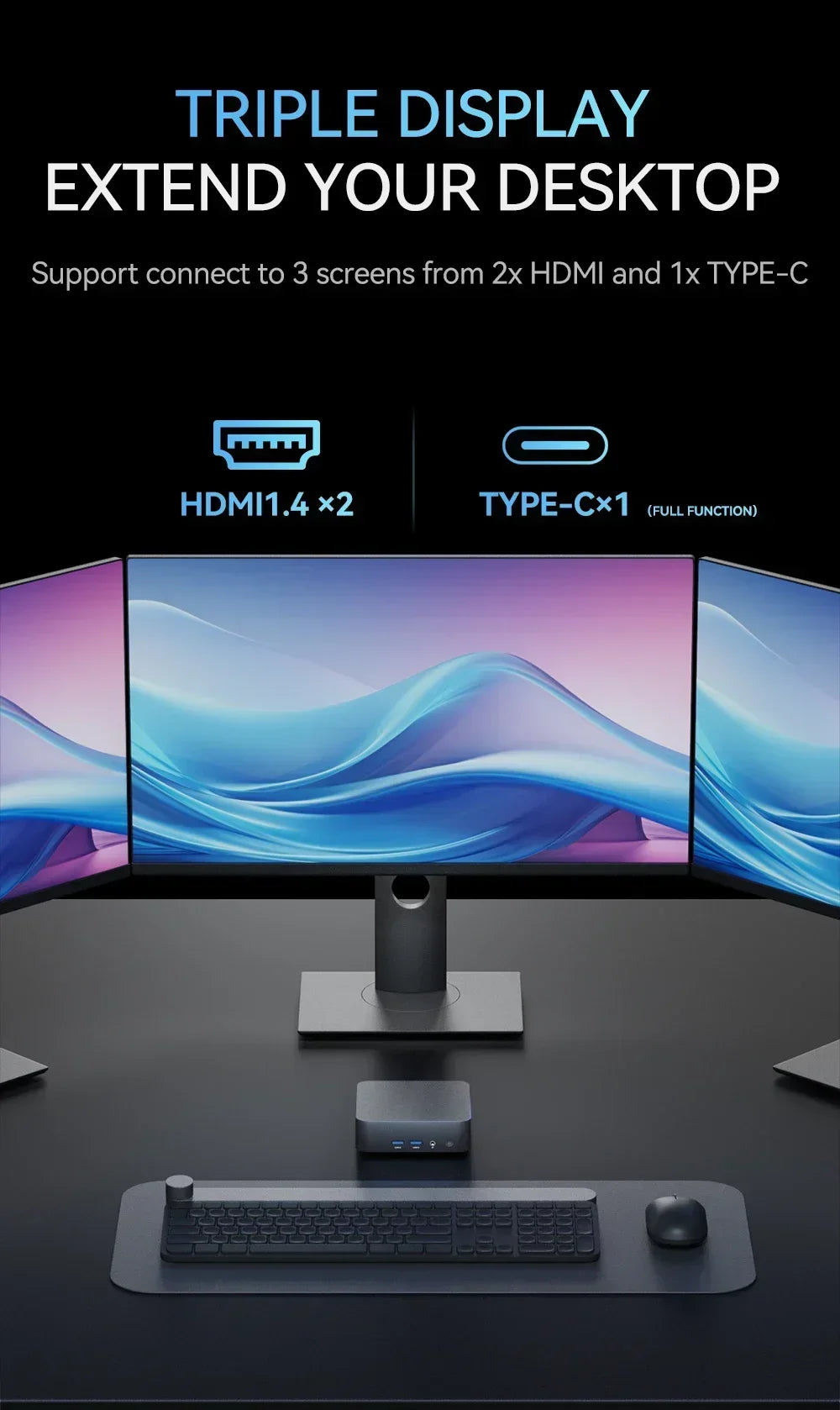 Mini PC Intel Core i9 8950HK Windows 11 Gaming Computer Small Pocket UHD Graphics WiFi6 16GB DDR4 1TB SSD 1000Mbps Dual Desktop