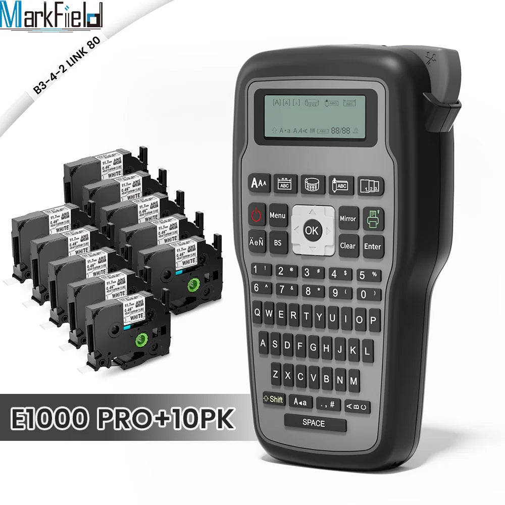 E1000 PRO Portable Label Printer 203dpi Compatible for Brother TZe231 HSE231 FX231 6-12mm Label Maker Machine Industrial Labeler