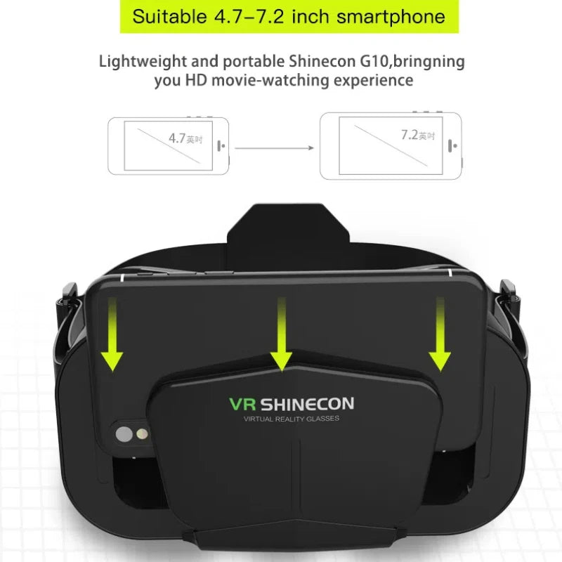 VR Virtual Reality Glasses Home 3D Viewing VR Helmet Suitable for 4.7-7 Inch Large Screen Mobile Phones, Support Game Controller