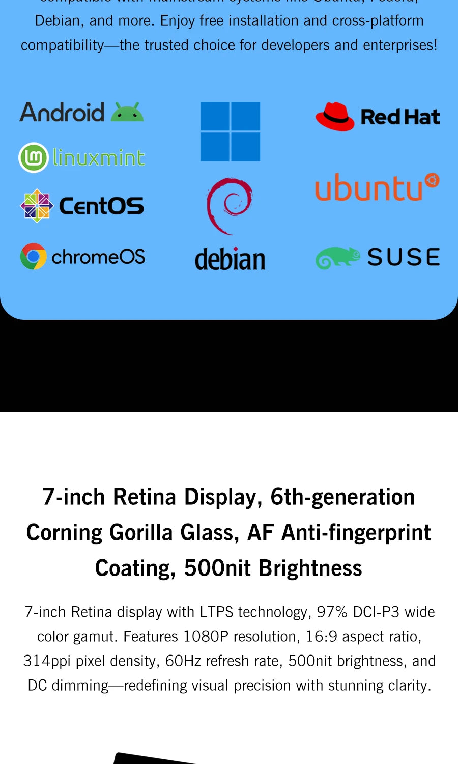 GPD MicroPC 2 Handheld Mini Laptop 7 Inch Touch Screen 16GB RAM 512GB SSD N300 CPU Windows 11 System