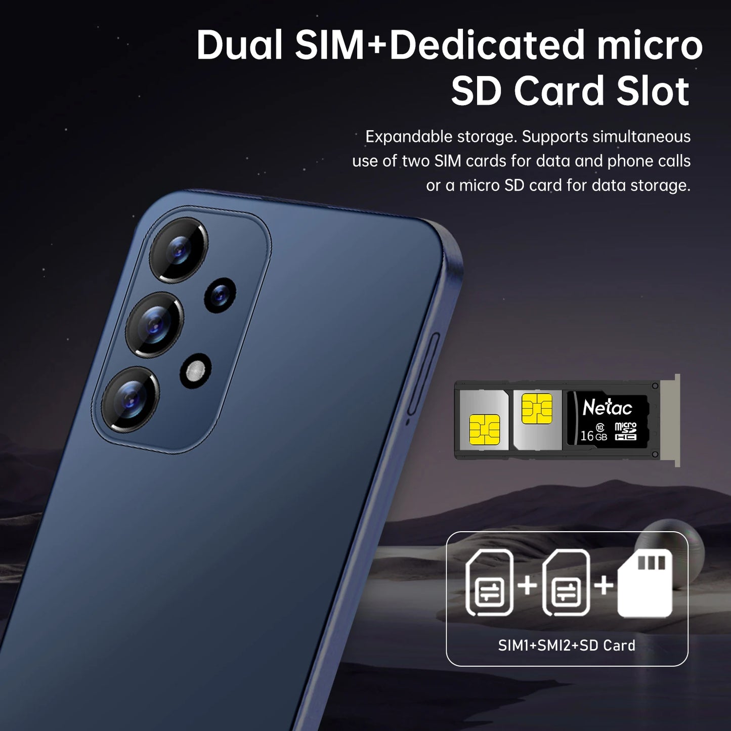 A73 Phone,Smartphone Android,6.8 inch,8GB RAM,256GB ROM,Dual SIM,Mobile phone,Google Play Store,13+32MP,6800mAh,Cellphones