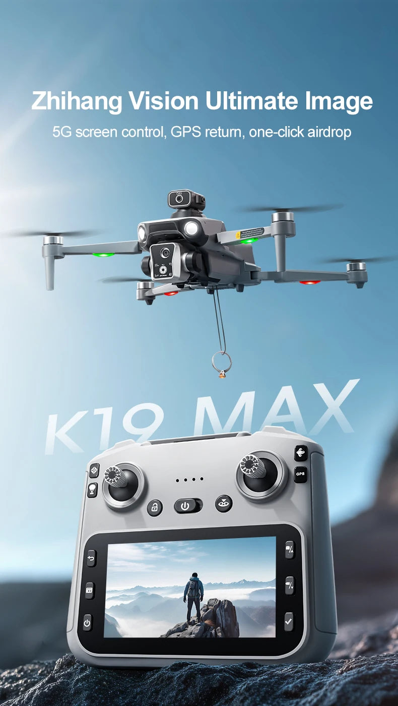 New K19 MAX GPS Drone Professional 8K Camera Aerial FPV Brush Avoiding Obstacle with Large Screen Remote Control Folding Drone