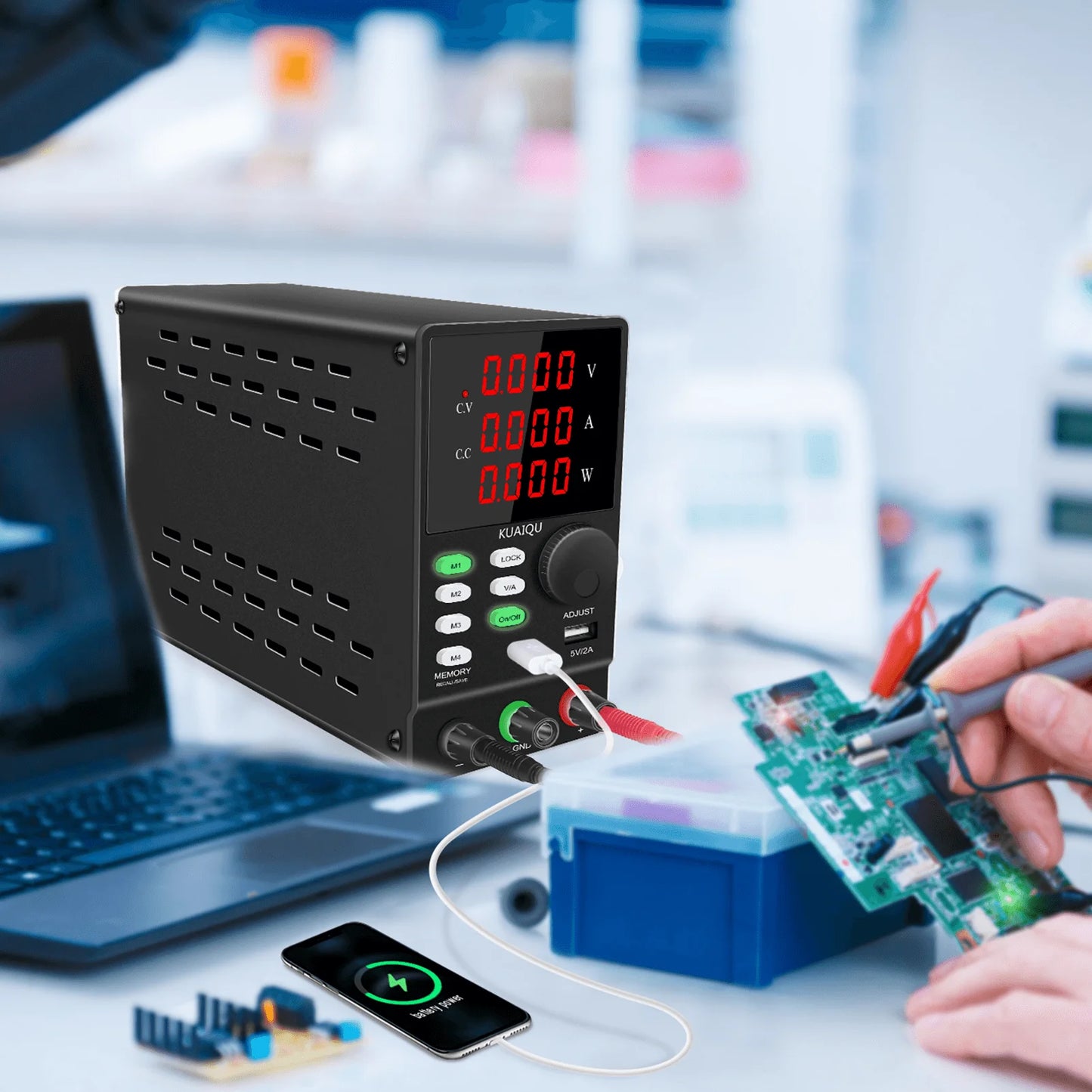 30V10A Programmable DC Power Supply Adjustable Bench Power Supply,M1-M4 Storage, Fast Output, Preset Voltage Current,60V 120V